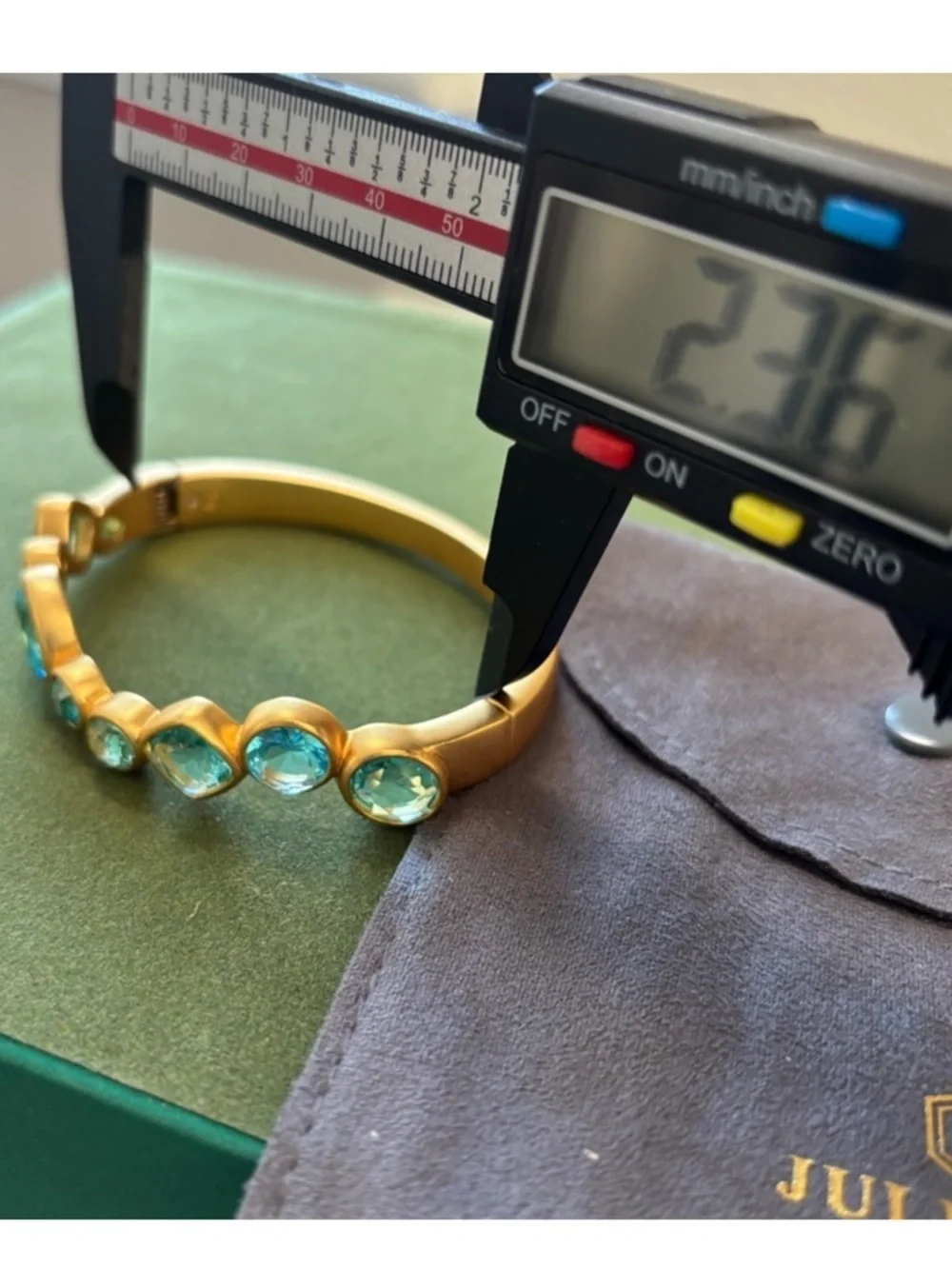 NWOT Julie Vos Gold-Tone Bracelet with Aqua Blue Crystal Accents - Picture 9 of 12